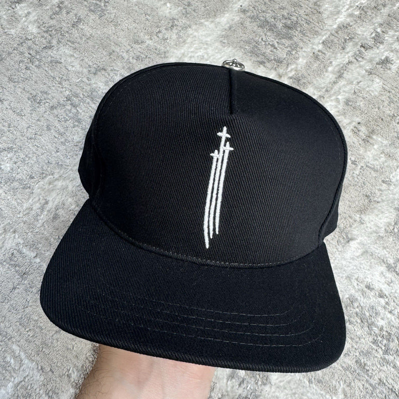 Chrome Hearts Triple Cross Waxed Denim Baseball Hat