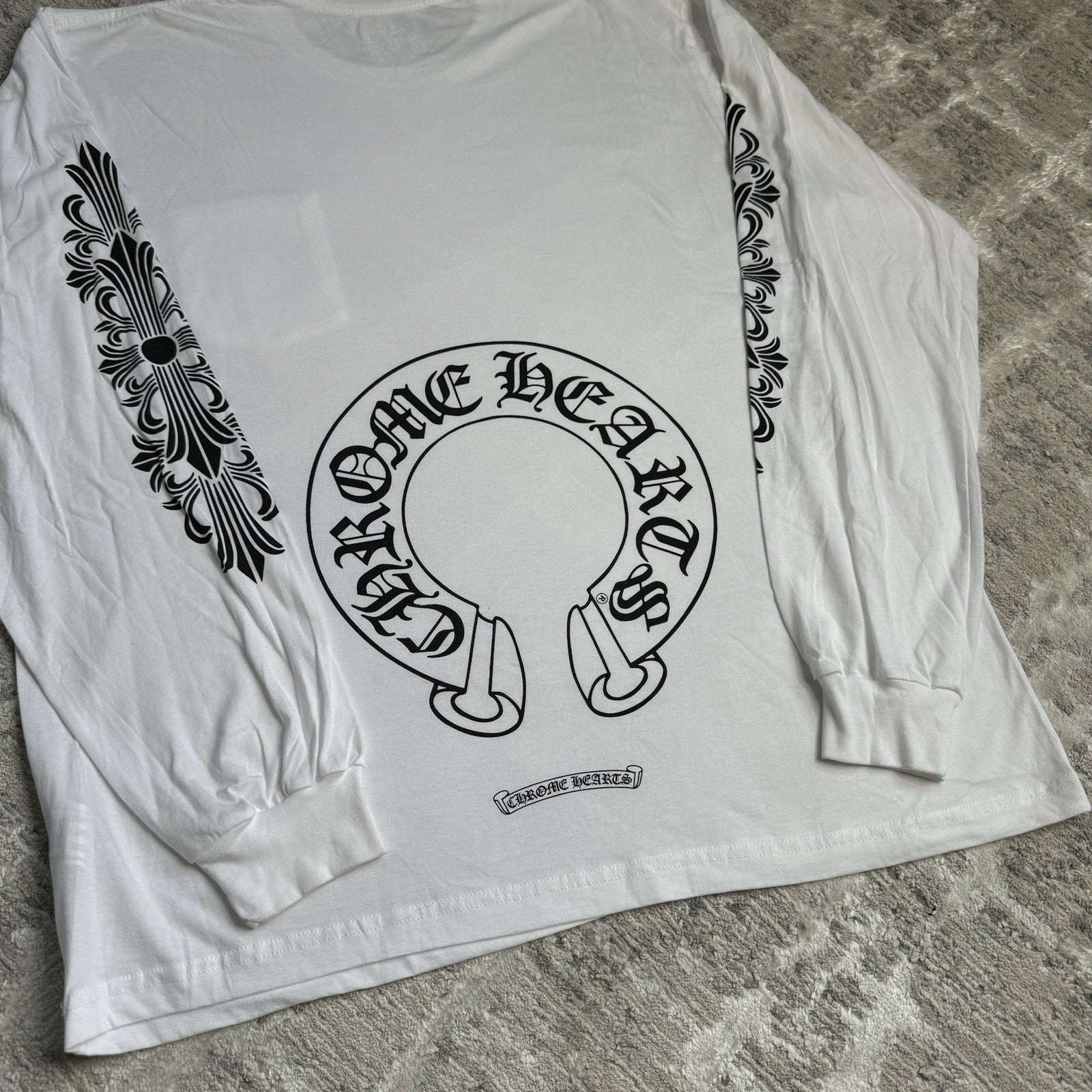 Chrome Hearts Floral Horseshoe Long Sleeve Pocket Tee Shirt 