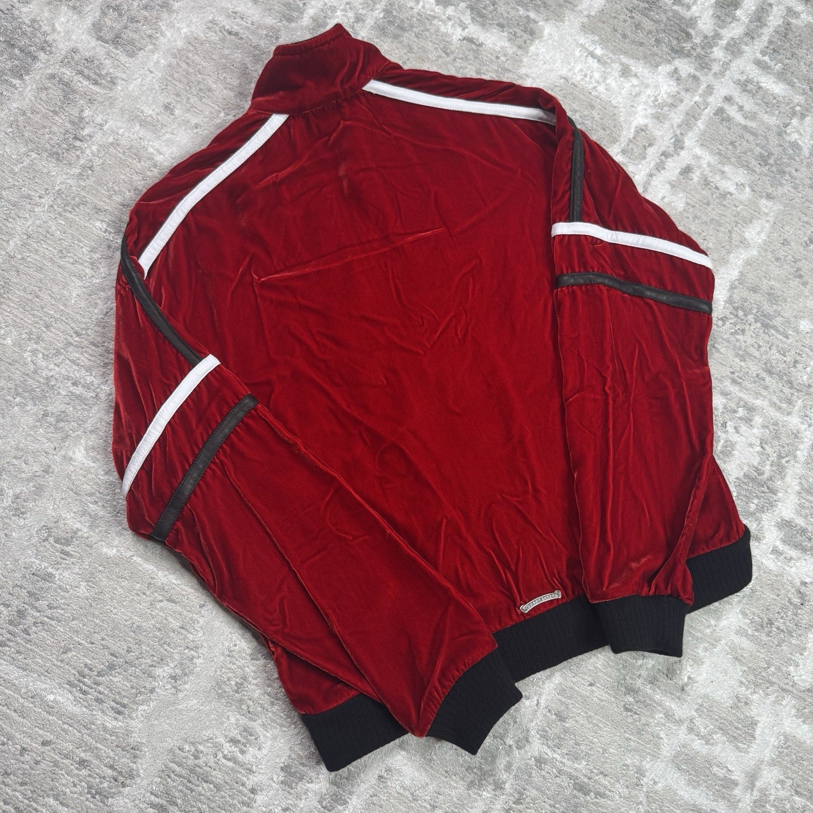 Chrome Hearts Velour Leather Zip Up Track Jacket 