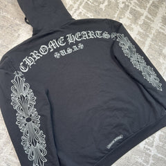 Chrome Hearts Friends And Family Grey Print Floral Pullover Hoodie 