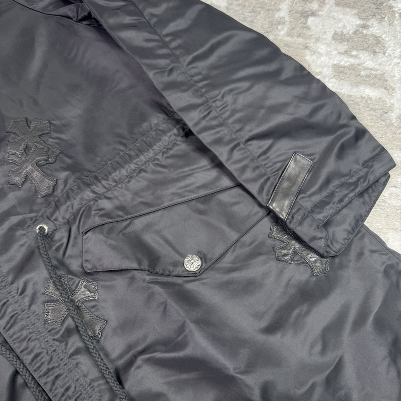 Chrome Hearts Cross Patch Nylon Fishtail Zip Up Parka Jacket 