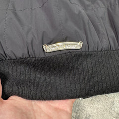 Chrome Hearts Leather Cross Patch Quilted Zip Up Hooded Bomber Jacket 