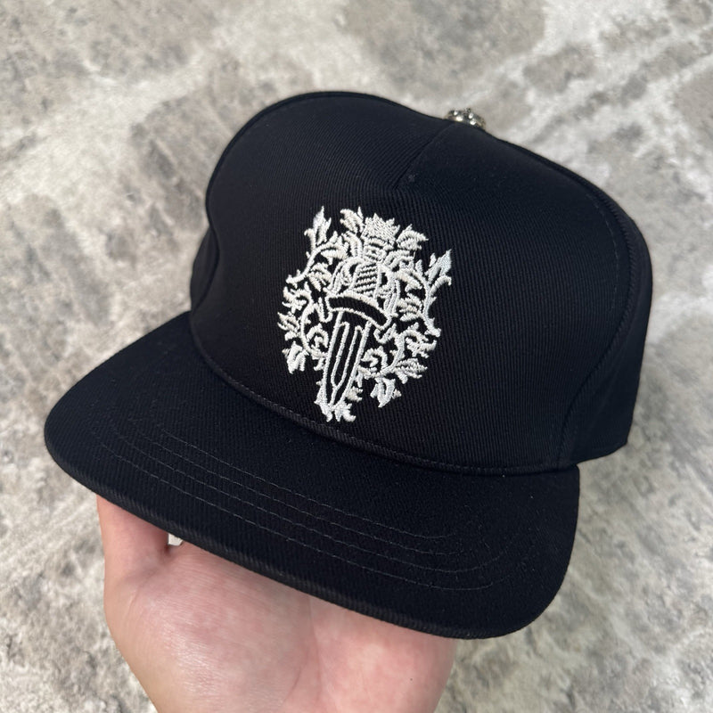 Chrome Hearts Waxed Denim Dagger Logo Baseball Hat
