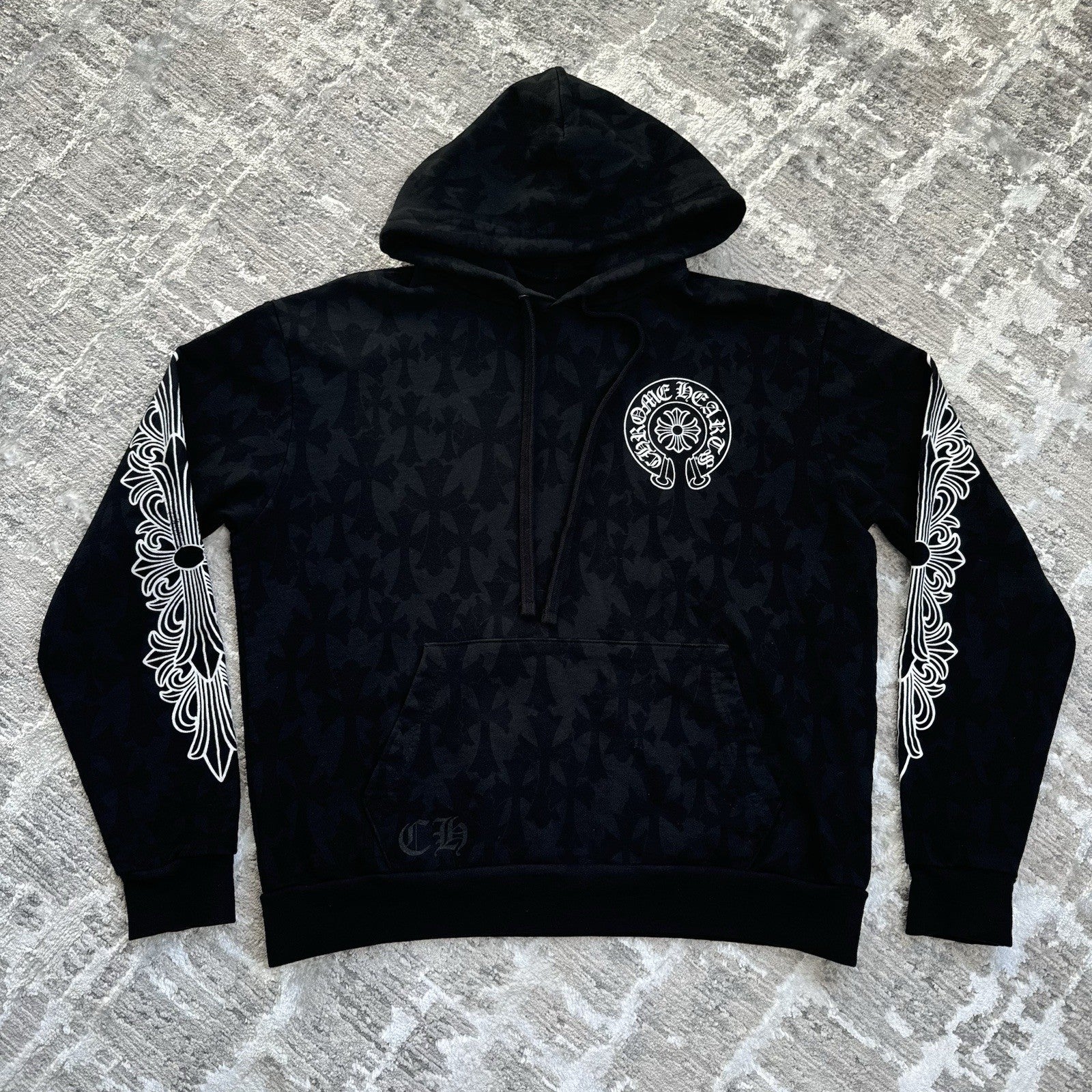 Chrome Hearts Allover Cemetery Cross Print Pullover Hoodie 