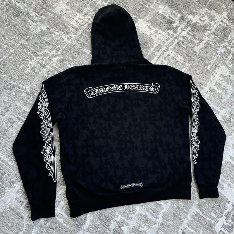 Chrome Hearts Allover Cemetery Cross Print Pullover Hoodie 