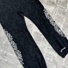 Chrome Hearts Cemetery Allover Cross Print Logo Floral Sweatpants 
