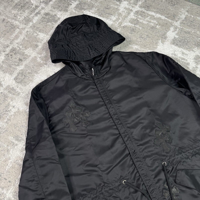 Chrome Hearts Cross Patch Nylon Fishtail Zip Up Parka Jacket 