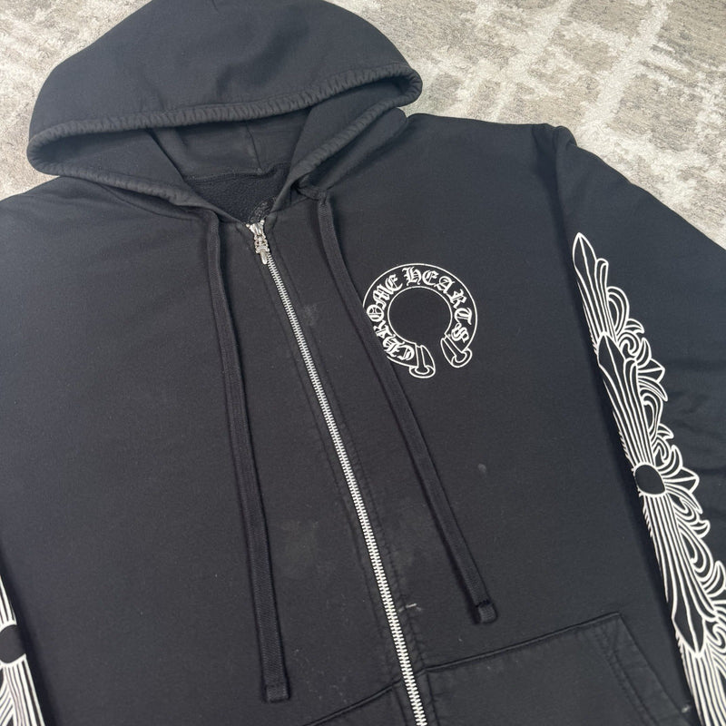 Chrome Hearts Horseshoe Floral Zip Up Hoodie 