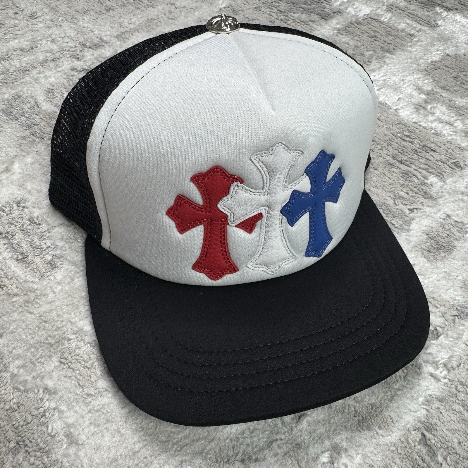 Chrome Hearts 4th Of July Leather Triple Cross Trucker Hat