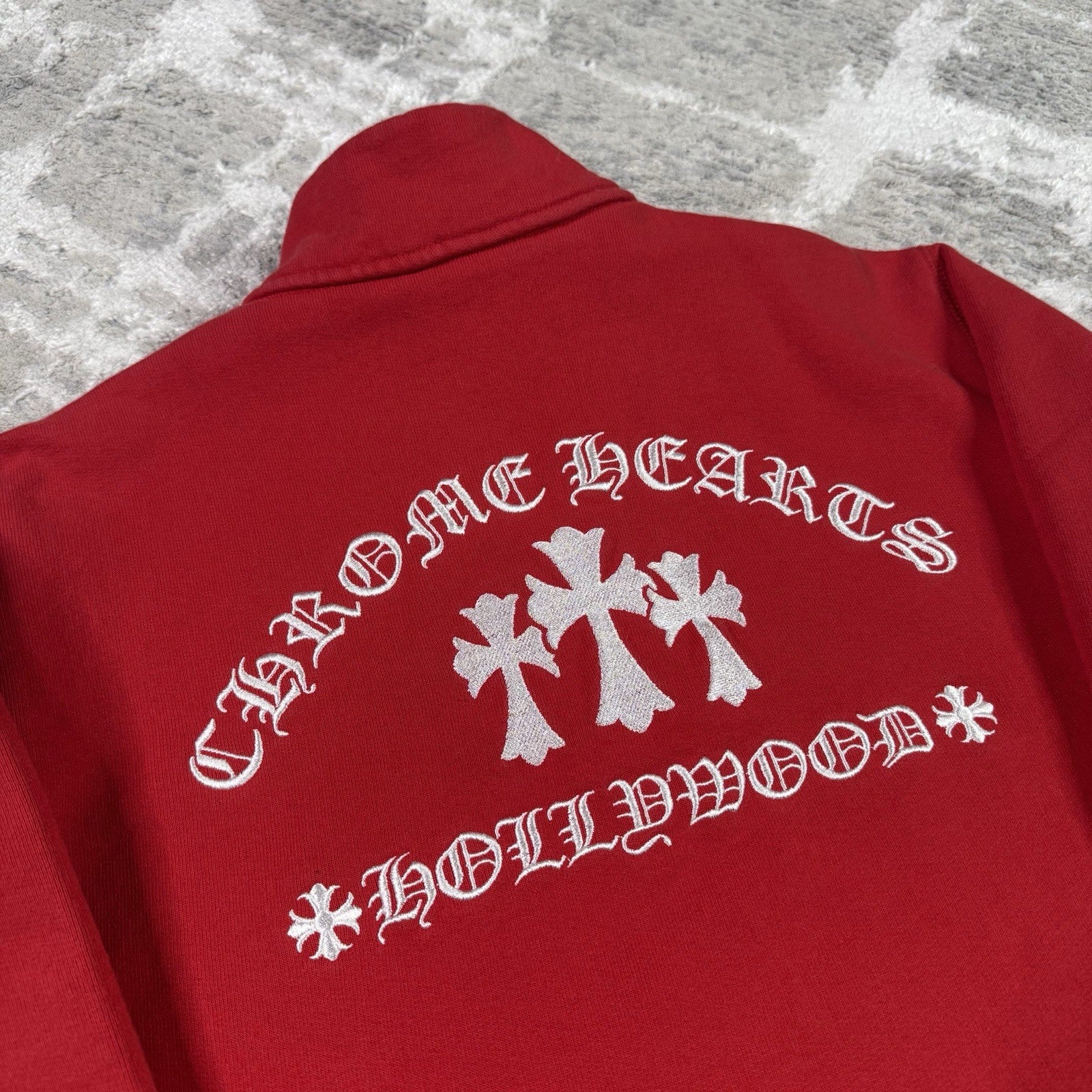 Chrome Hearts King Taco Triple Cross Embroidered Quarter Zip Pullover 