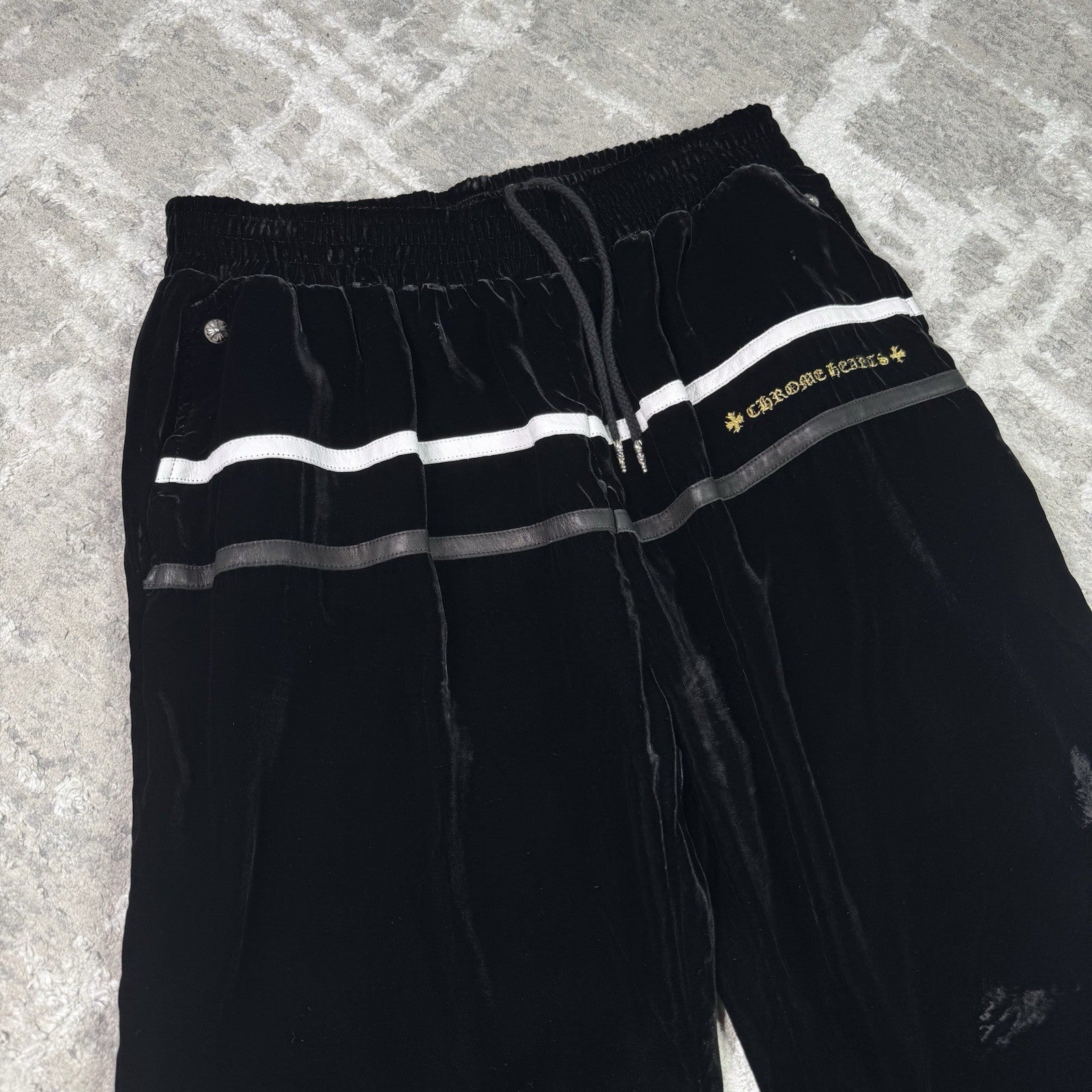Chrome Hearts Velour Leather Track Pant 