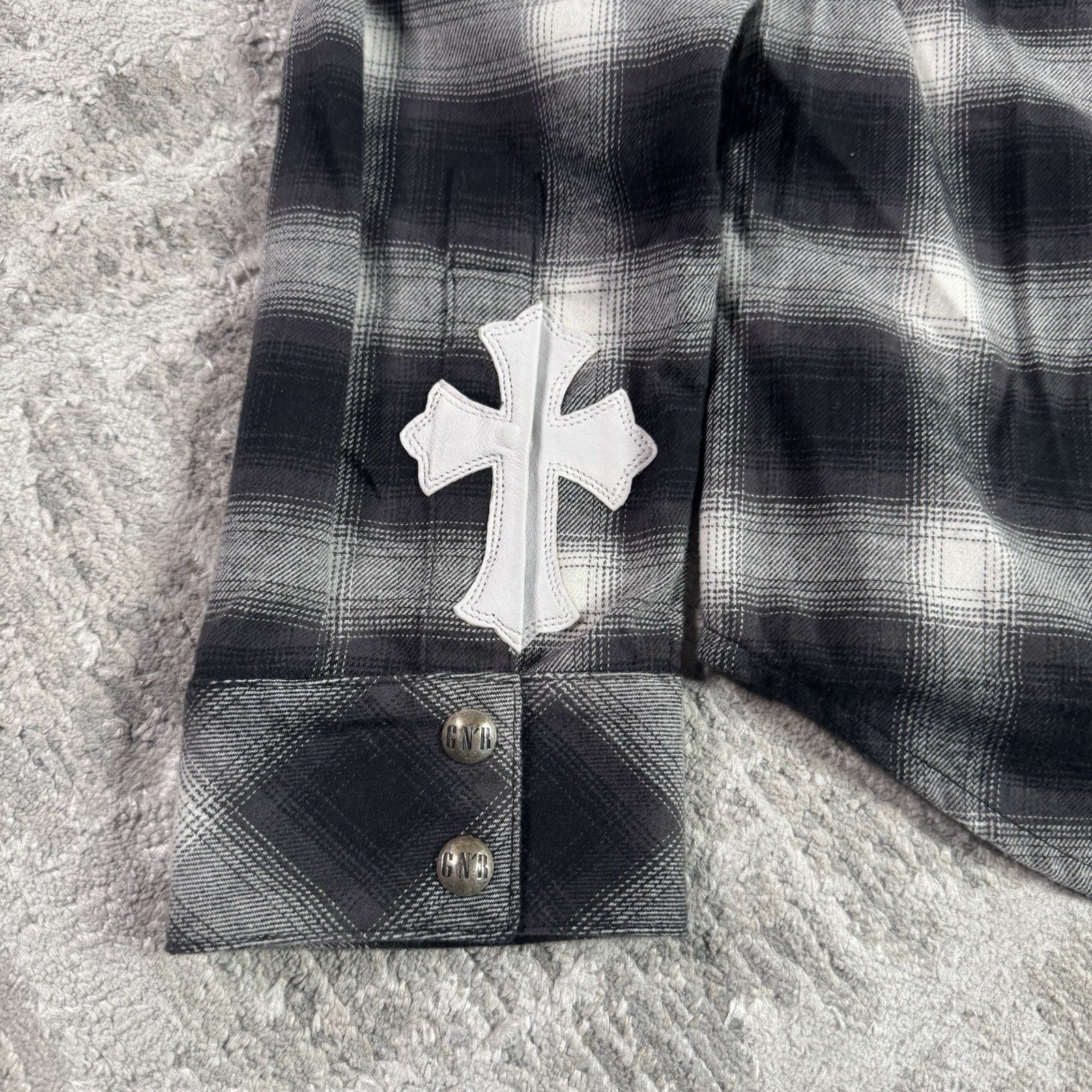 Chrome Hearts Guns N Roses Leather Button Up 