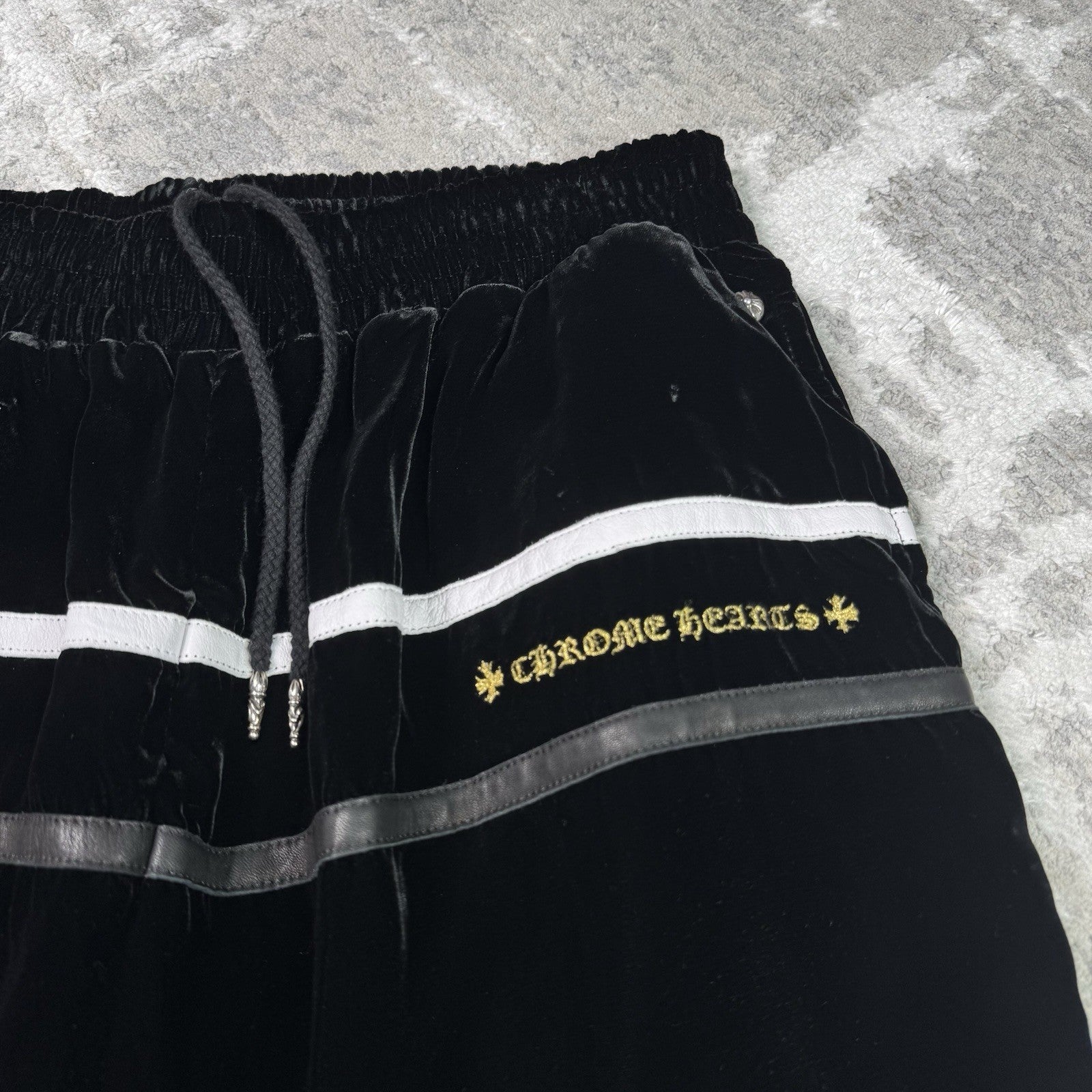 Chrome Hearts Velour Leather Track Pant 