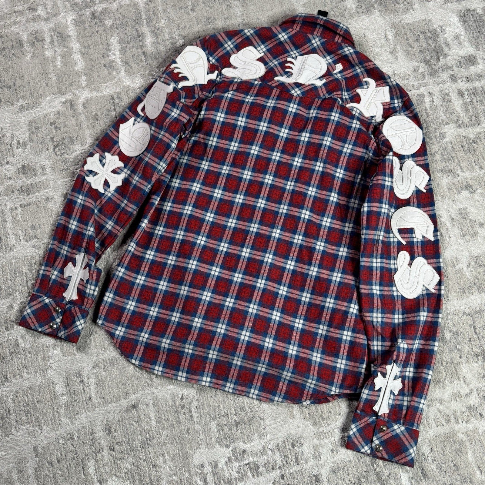 Chrome Hearts Guns N Roses Leather Patch Button Up 