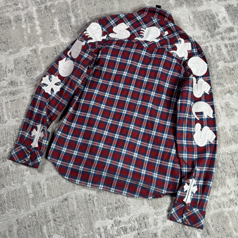 Chrome Hearts Guns N Roses Leather Patch Button Up 