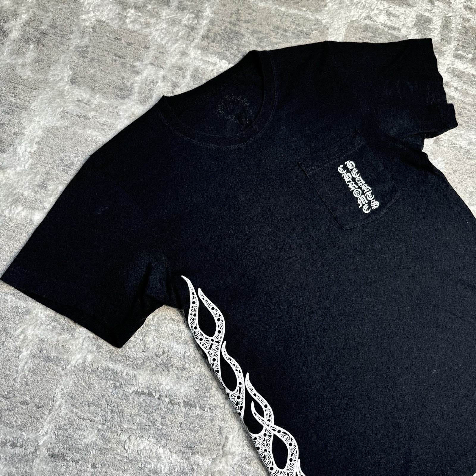 Chrome Hearts Flame Logo Short Sleeve Pocket Tee Shirt 