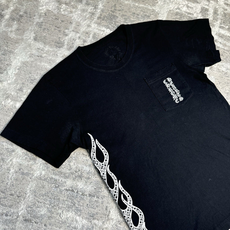 Chrome Hearts Flame Logo Short Sleeve Pocket Tee Shirt 