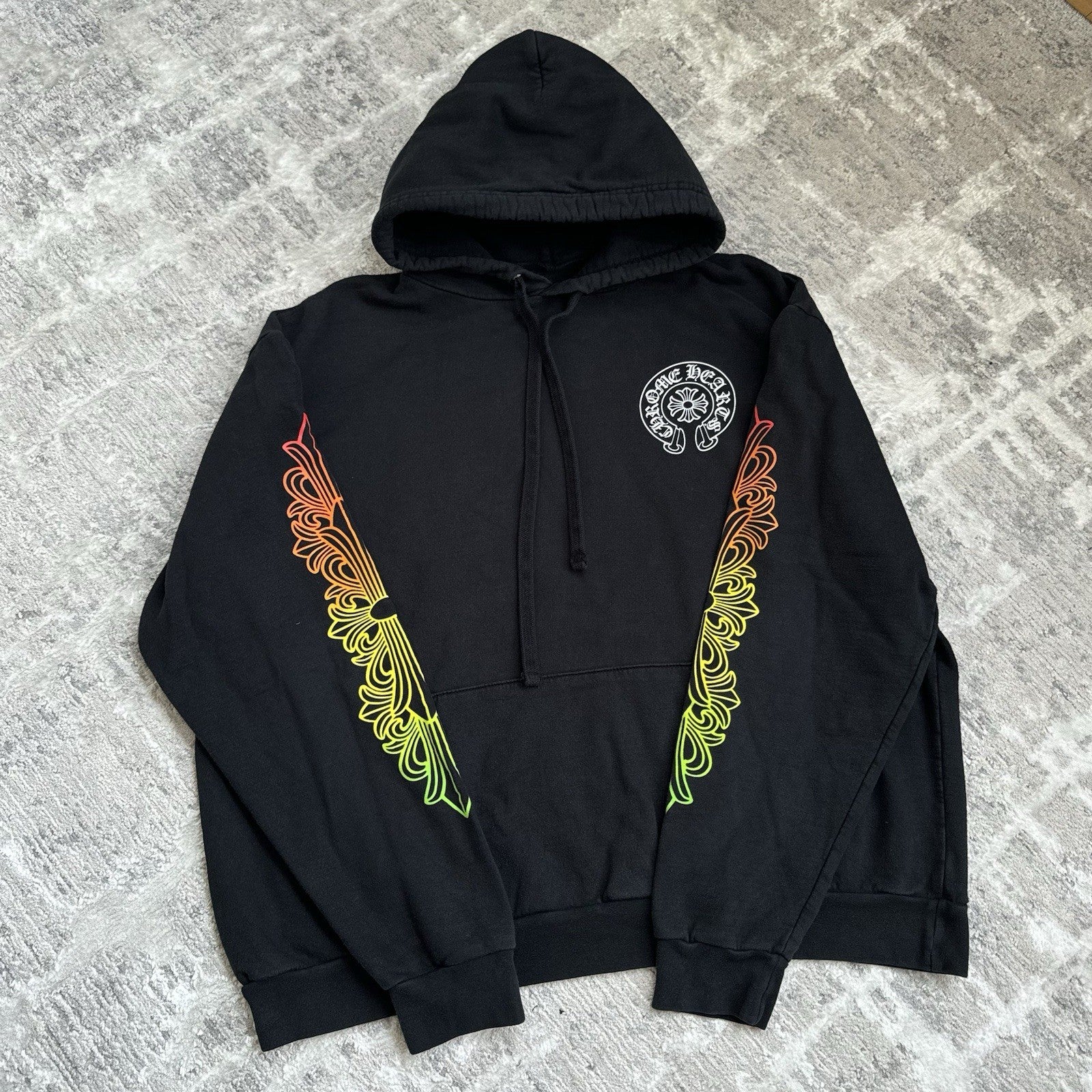 Chrome Hearts Gradient Floral Sleeve Pullover Hoodie 