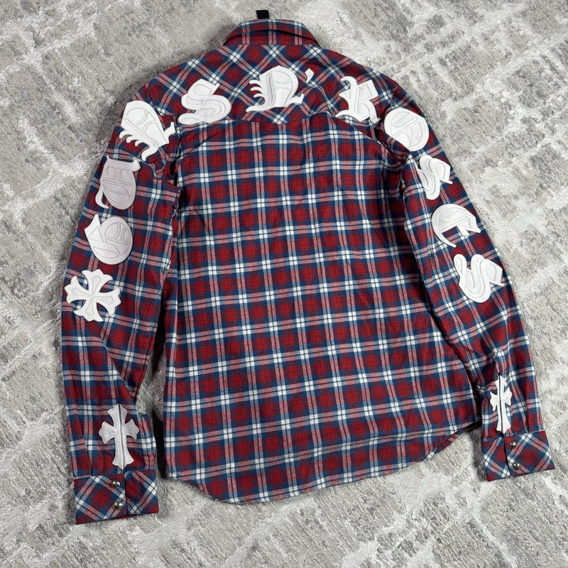 Chrome Hearts Guns N Roses Leather Patch Button Up 