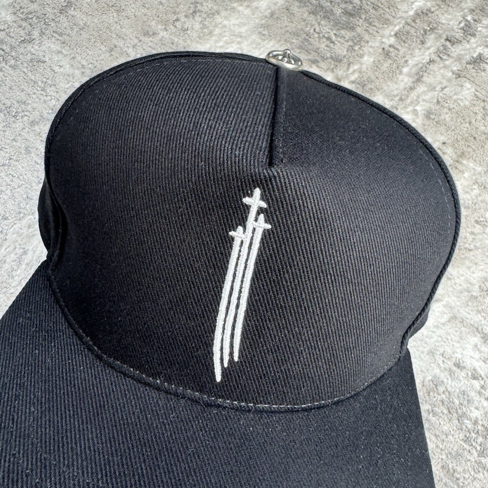 Chrome Hearts Triple Cross Waxed Denim Baseball Hat