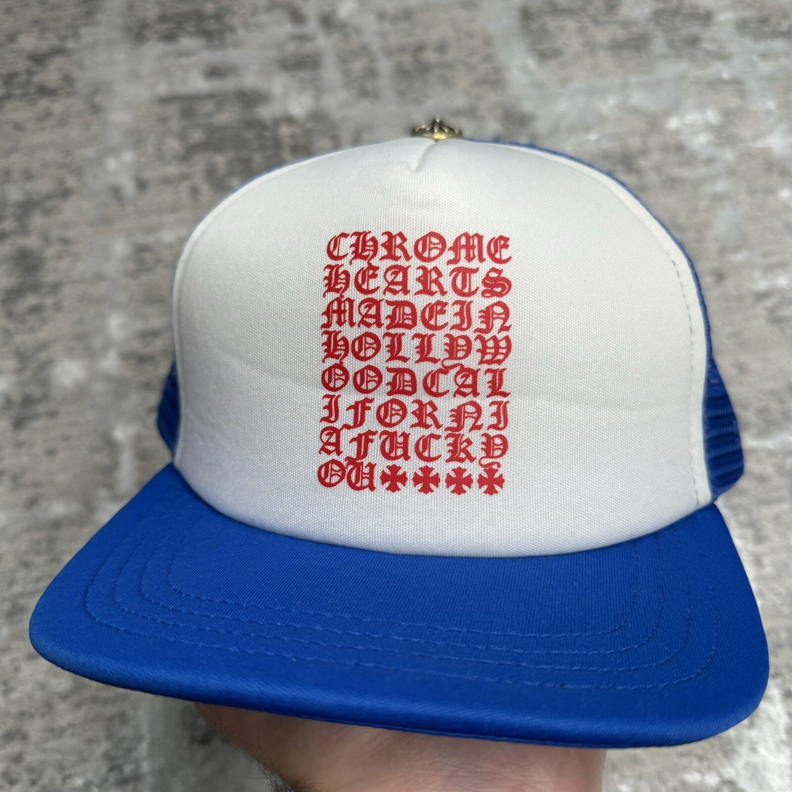 Chrome Hearts Eye Chart Logo Trucker Hat