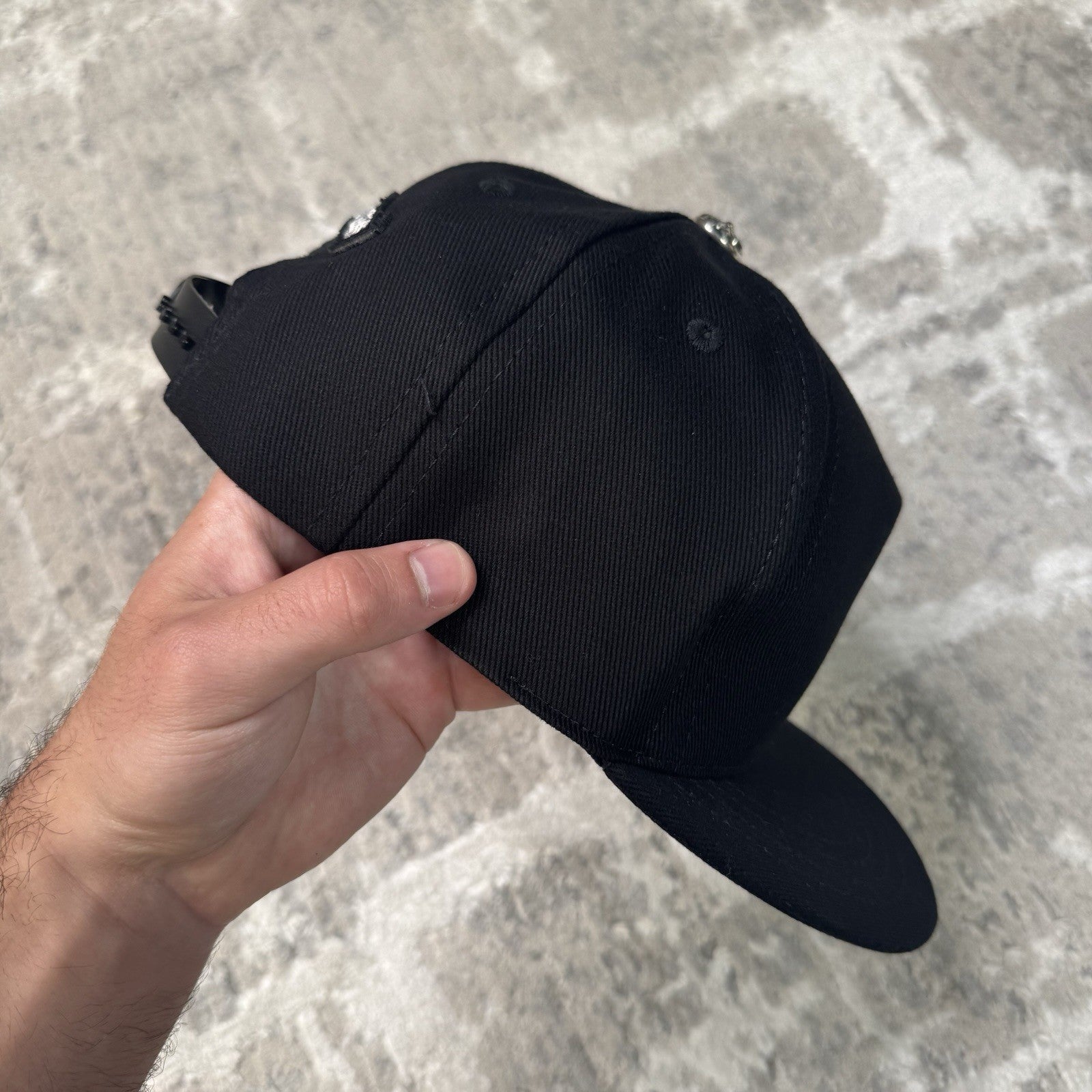Chrome Hearts Waxed Denim Dagger Logo Baseball Hat