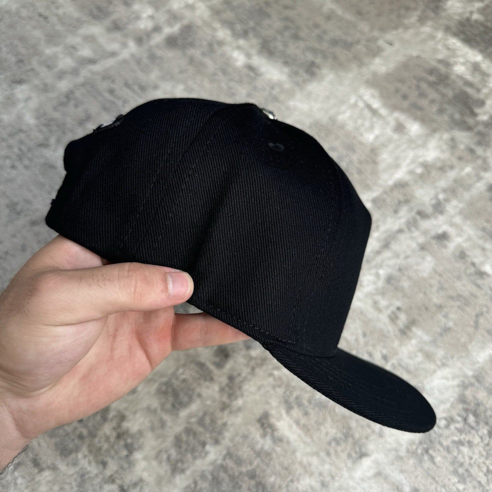 Chrome Hearts Triple Cross Waxed Denim Baseball Hat