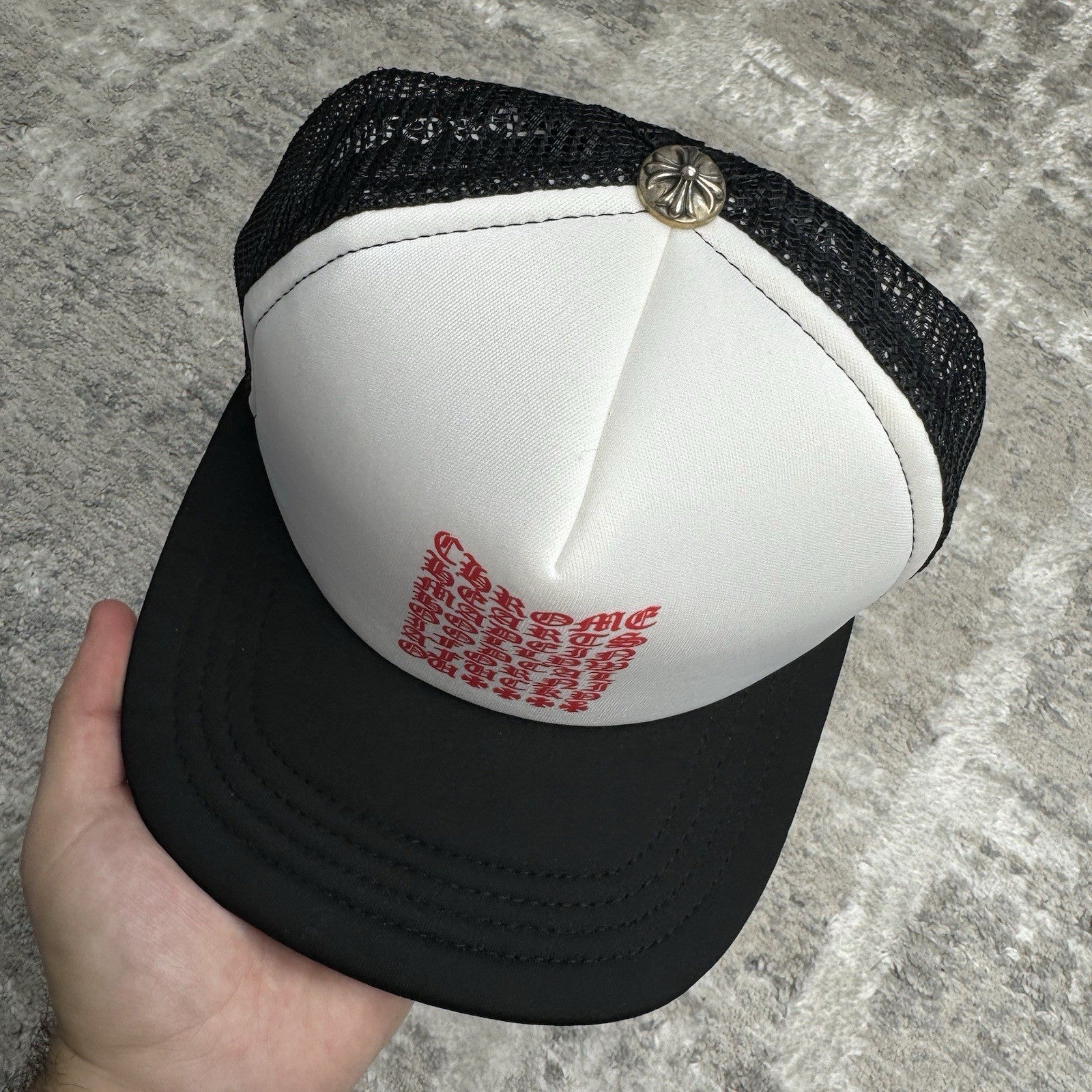 Chrome Hearts Eye Chart Logo Trucker Hat