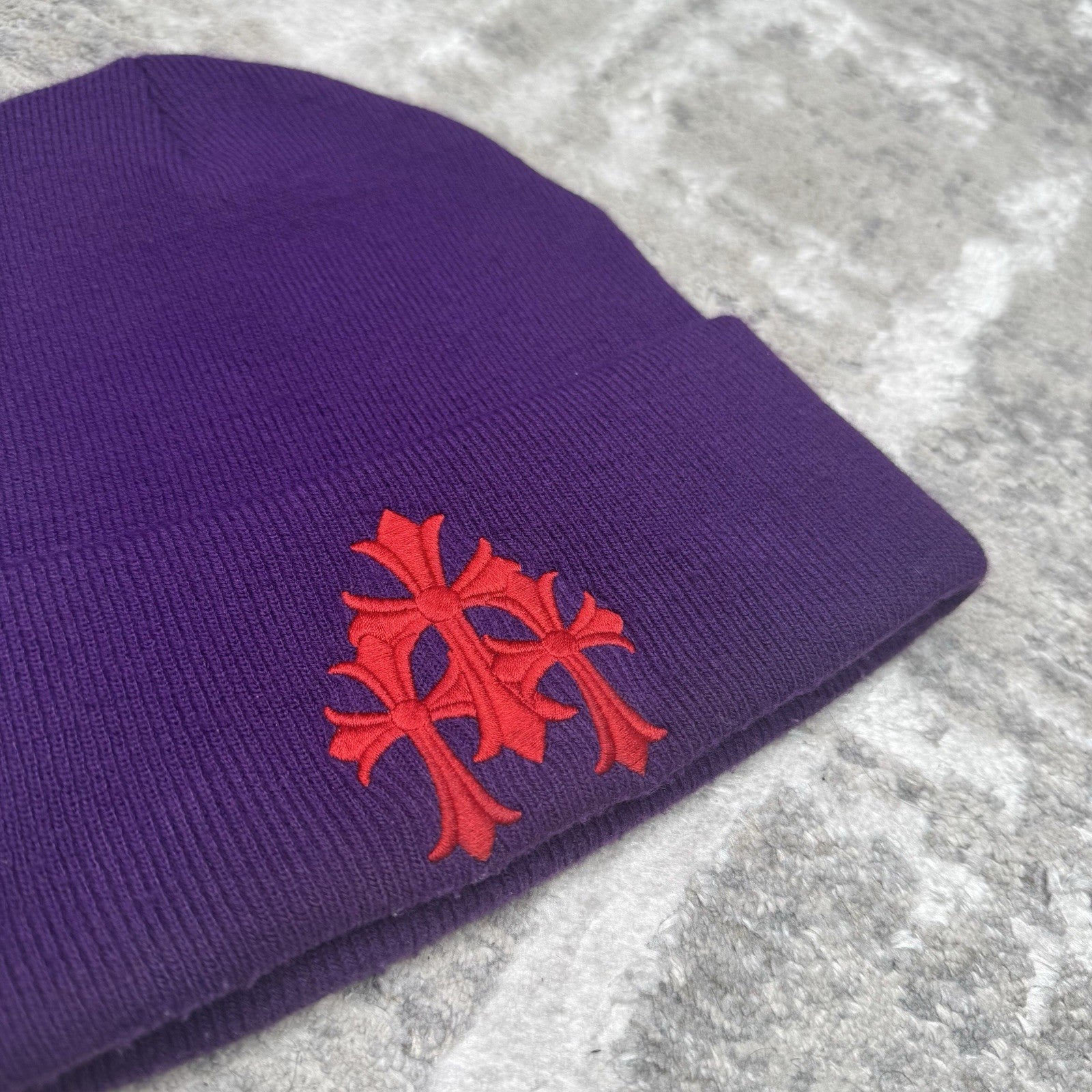 Chrome Hearts Triple Cross Embroidered Logo Beanie Hat