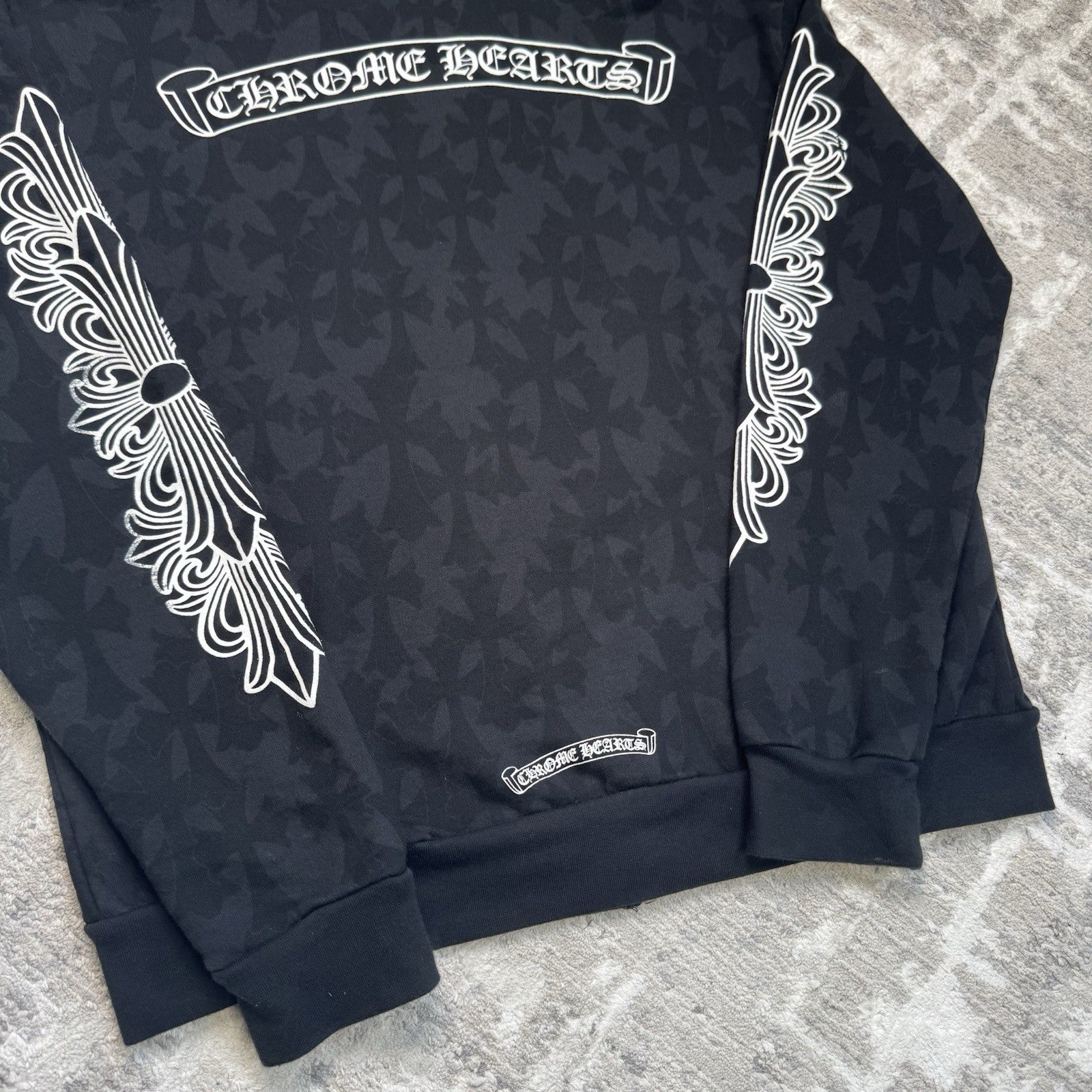 Chrome Hearts Cemetery Cross Monogram Zip Up Hoodie 