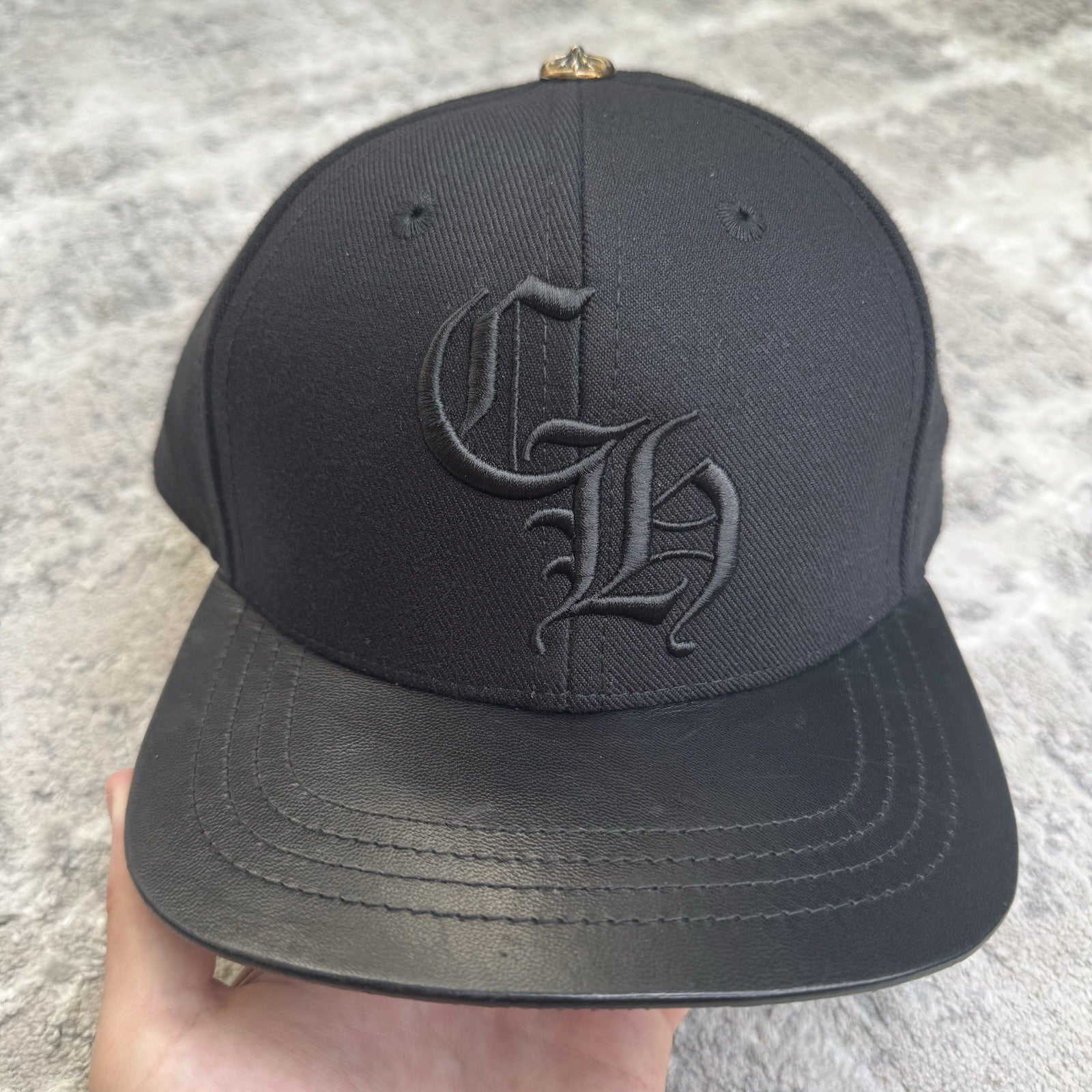 Chrome Hearts Leather CH Baseball Hat Sz- 7 3/8