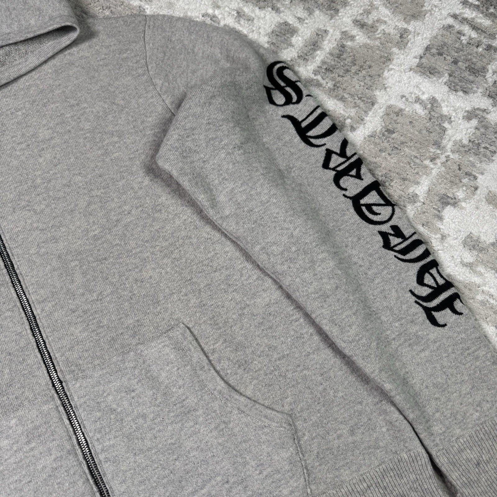 Chrome Hearts Cashmere Embroidered Sleeve Logo Zip Up Hoodie 