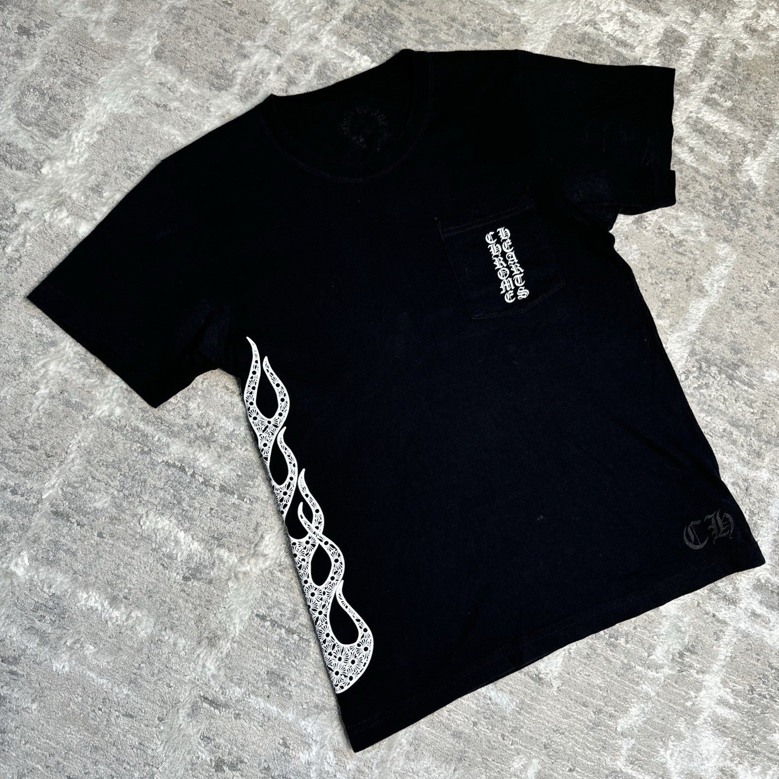 Chrome Hearts Flame Logo Short Sleeve Pocket Tee Shirt 