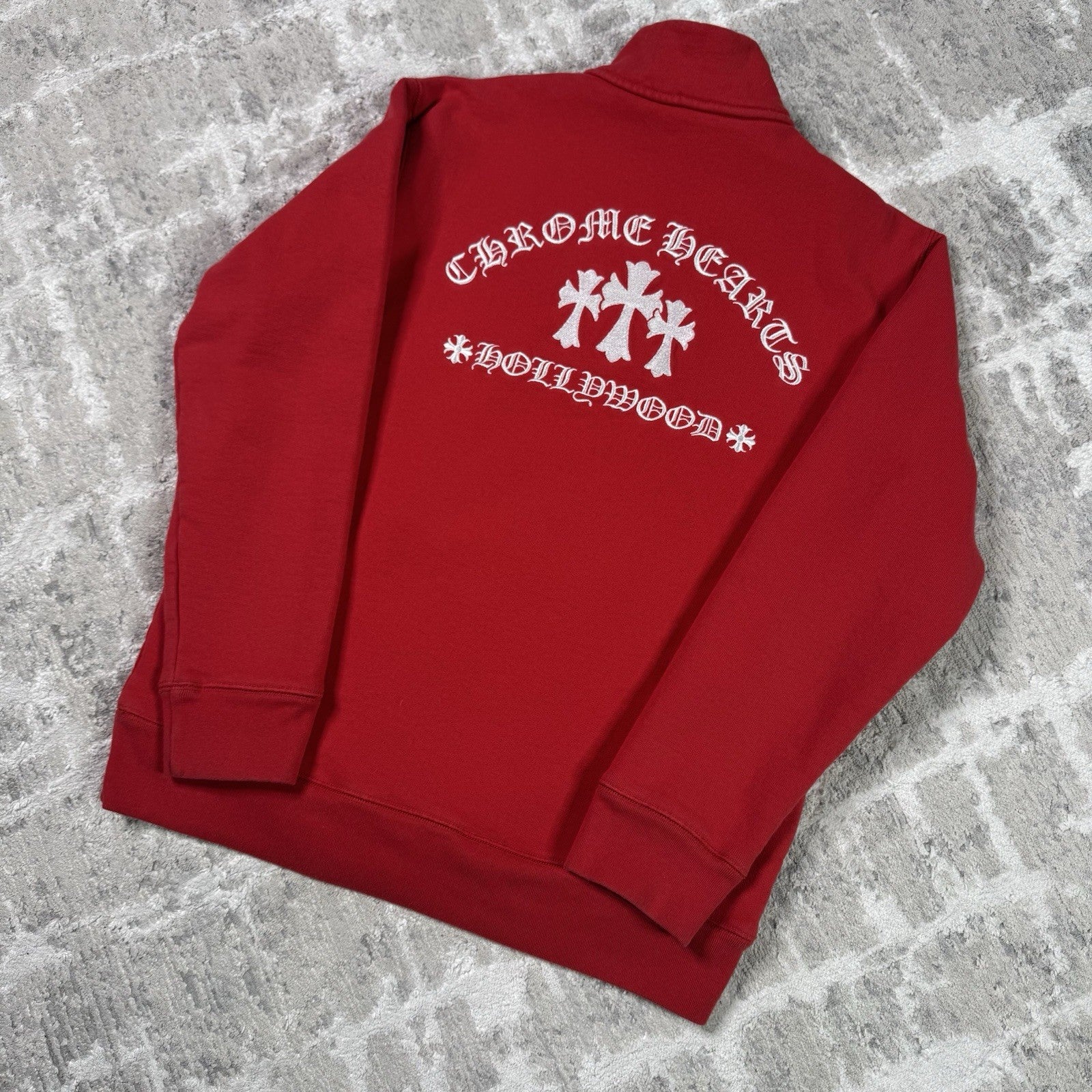 Chrome Hearts King Taco Triple Cross Embroidered Quarter Zip Pullover 