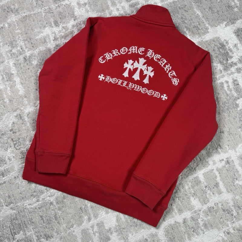 Chrome Hearts King Taco Triple Cross Embroidered Quarter Zip Pullover 