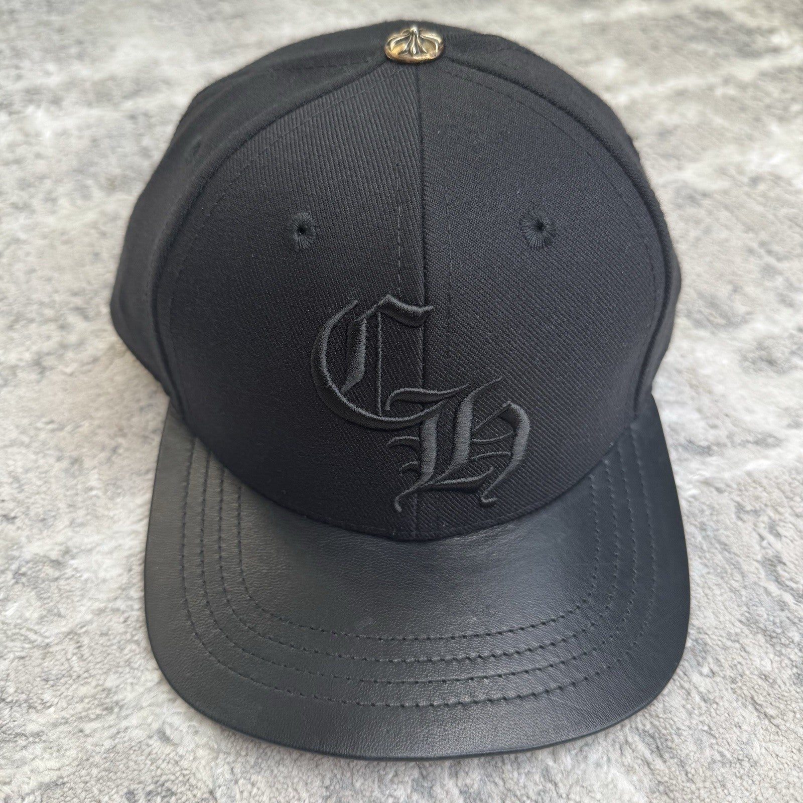 Chrome Hearts Leather CH Baseball Hat Sz- 7 3/8