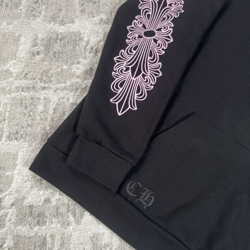 Chrome Hearts Friends And Family Pink Glitter Floral Pullover Hoodie