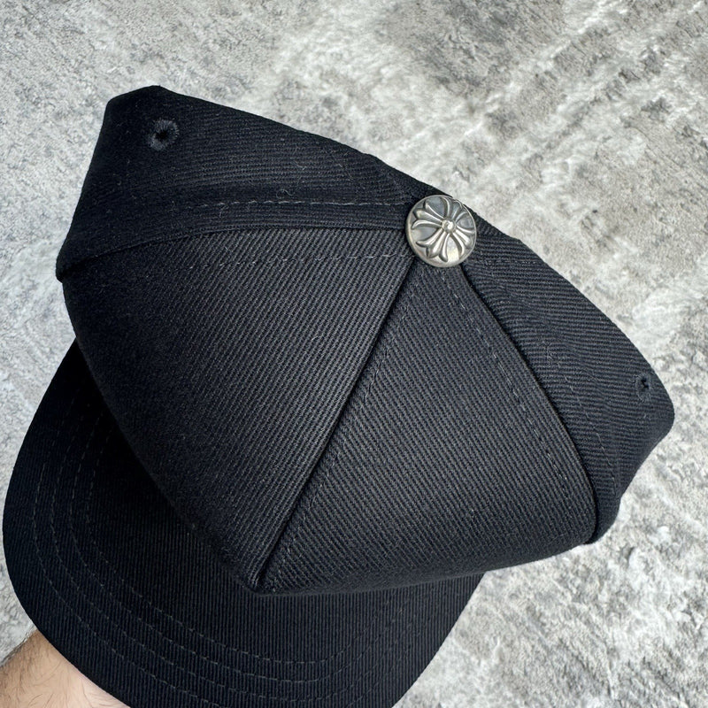 Chrome Hearts Triple Cross Waxed Denim Baseball Hat