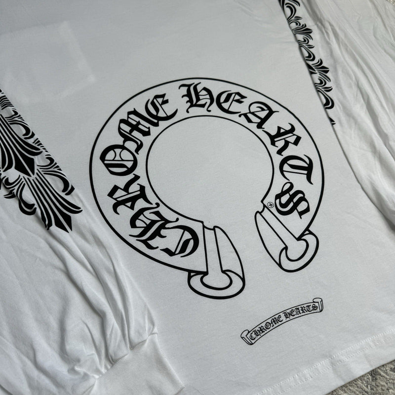 Chrome Hearts Floral Horseshoe Long Sleeve Pocket Tee Shirt 