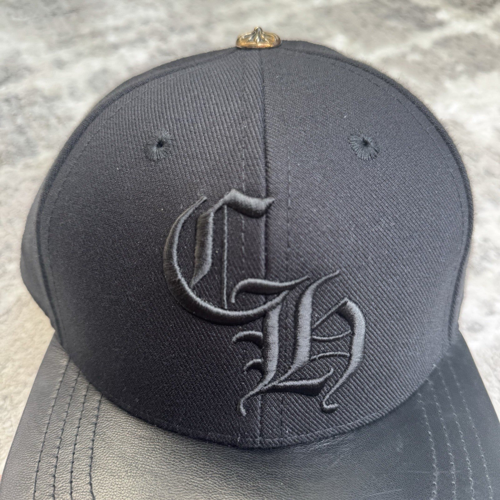 Chrome Hearts Leather CH Baseball Hat Sz- 7 3/8