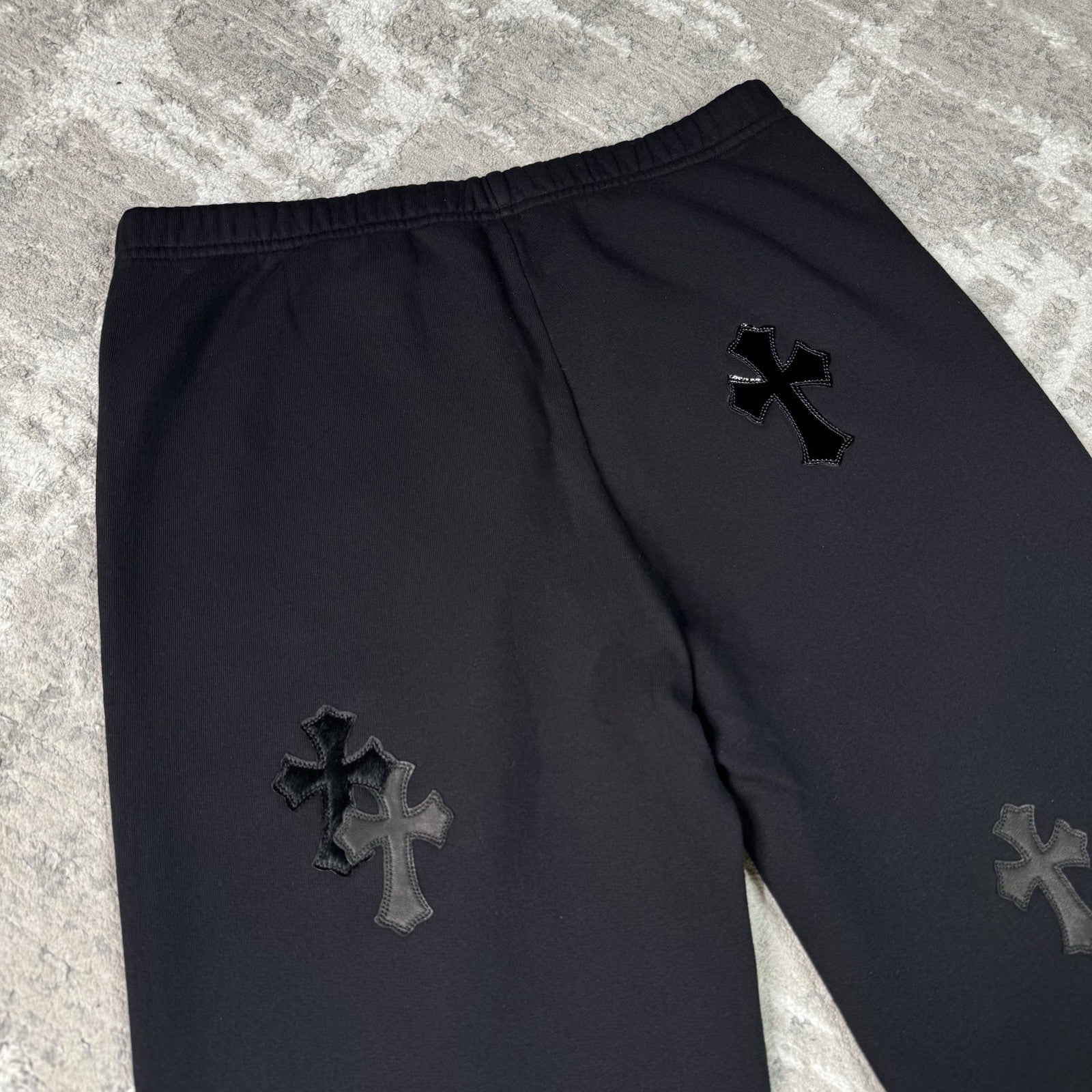 Chrome Hearts Leather Cross Patch Sweatpants 