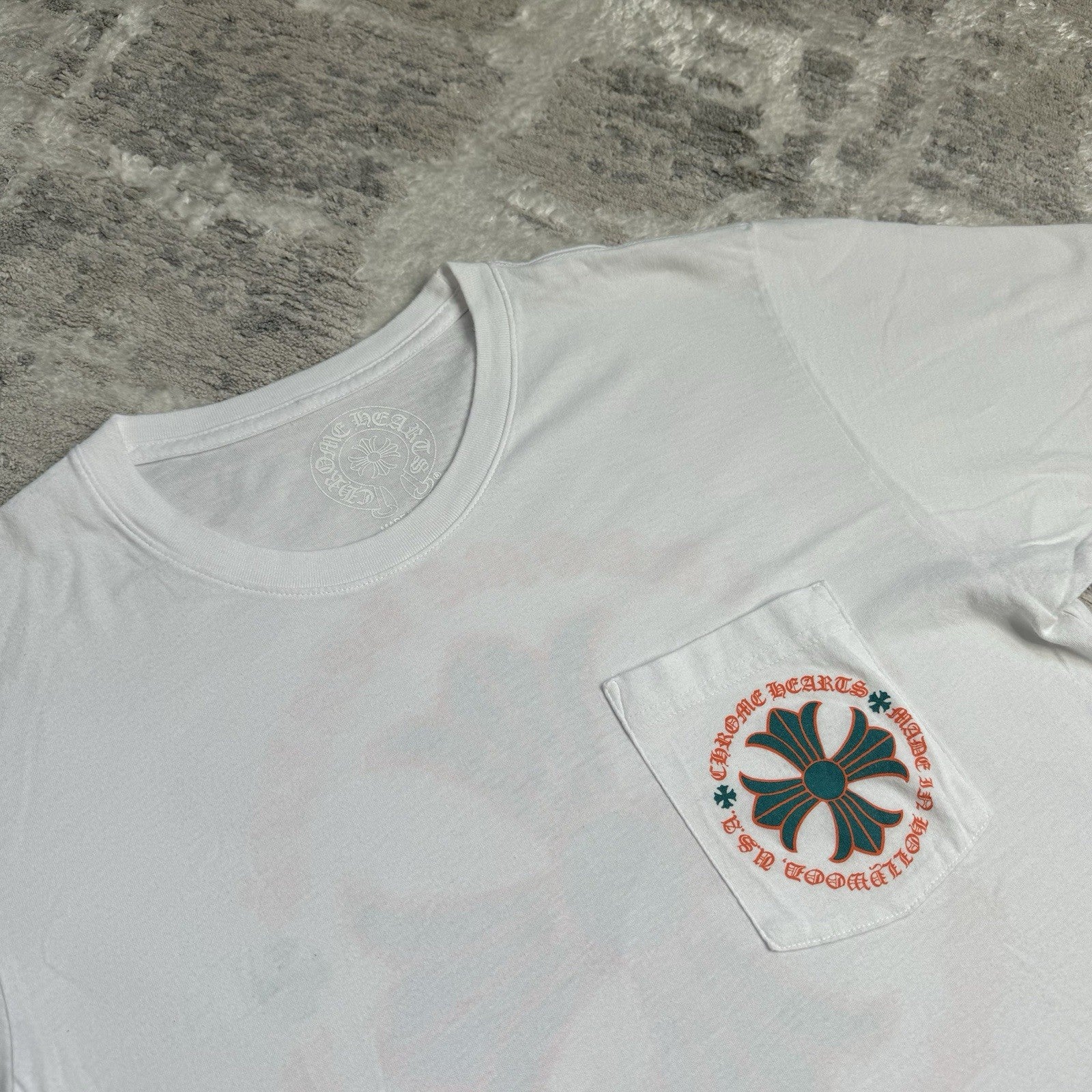 Chrome Hearts Plus Cross Back Logo Short Sleeve Pocket Tee Shirt 