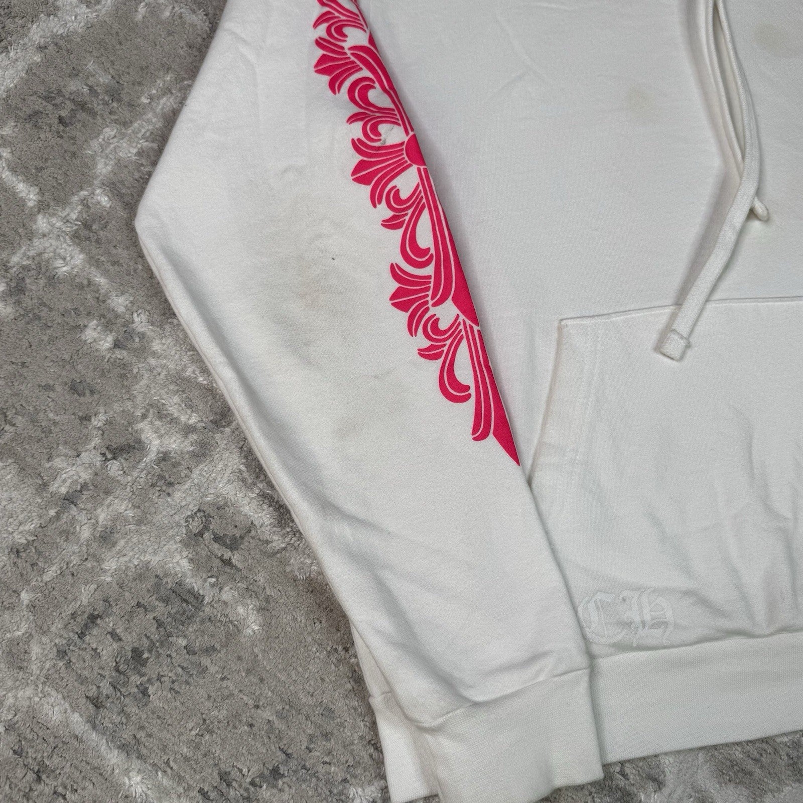 Chrome Hearts Floral Horseshoe Pink Pullover Hoodie 