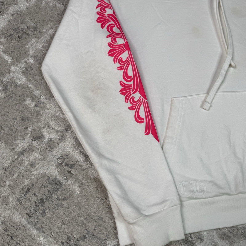 Chrome Hearts Floral Horseshoe Pink Pullover Hoodie 