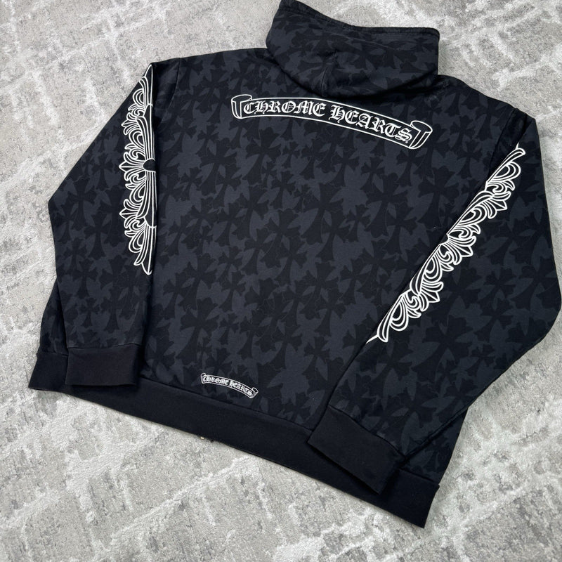 Chrome Hearts Cemetery Monogram Scroll Zip Up Hoodie 