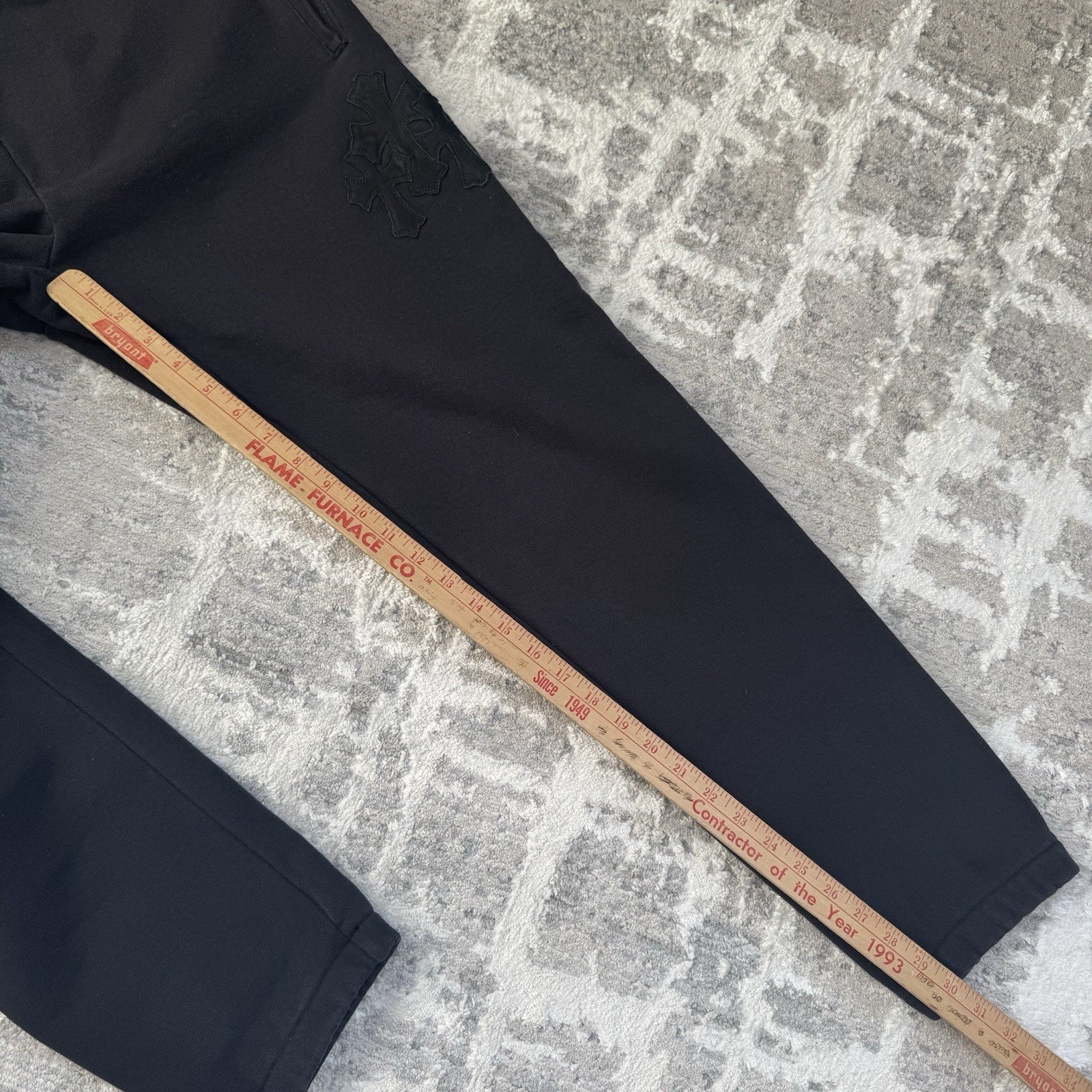 Chrome Hearts Paperjam Leather Triple Cross Patch Sweatpants 