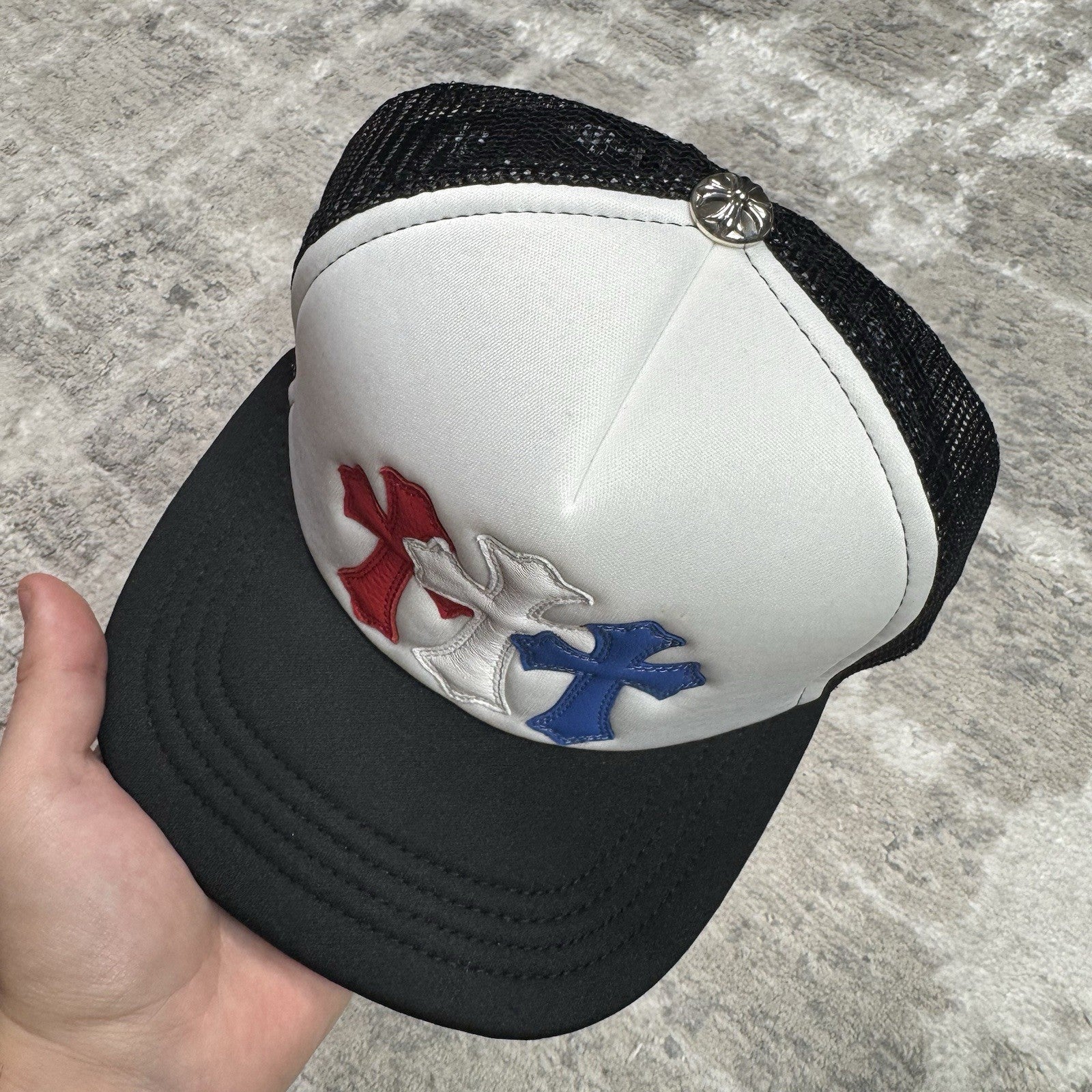 Chrome Hearts 4th Of July Leather Triple Cross Trucker Hat