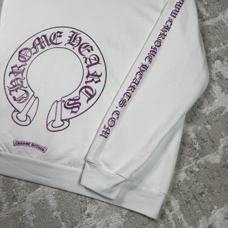 Chrome Hearts Purple Glitter Online Exclusive Horseshoe Pullover Hoodie 