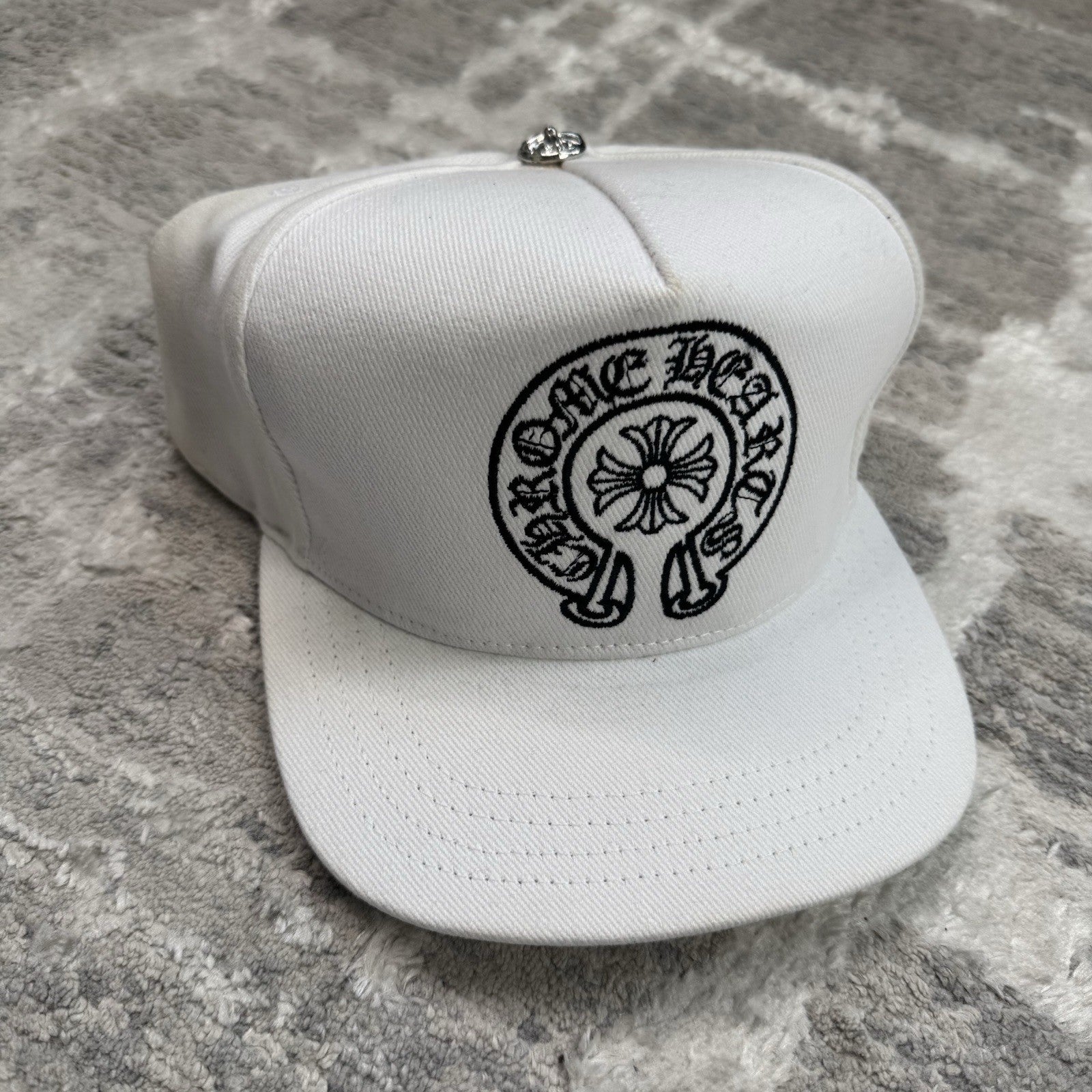 Chrome Hearts Horseshoe Logo Waxed Denim Hat 