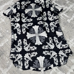 Chrome Hearts Silk Plus Cross Button Up Shirt 